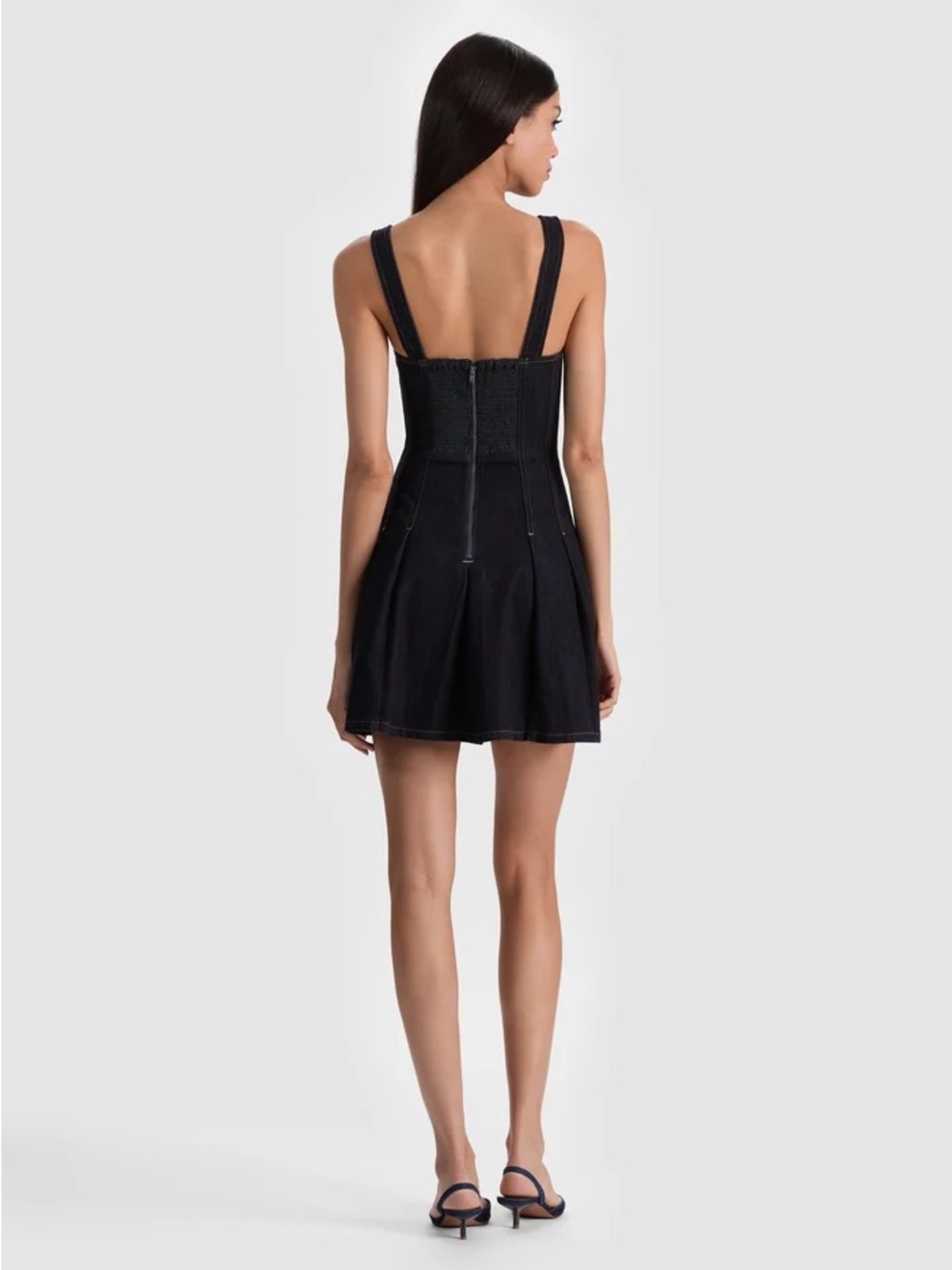Alice + Olivia Square-Neck HOLLIS DENIM MINI DRESS - Picture 3 of 12